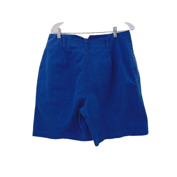 Vintage 80s Merona Blue Shorts 16 Womens High Paper Bag Waist Pleated Wide Leg - Picture 4 of 9